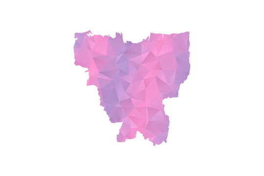 Jakarta Map - Polygon Style Vector Illustration in Pink and Purple Gradient, Low Poly Geometric Design, Isolated on White Background for Infographics and Education.