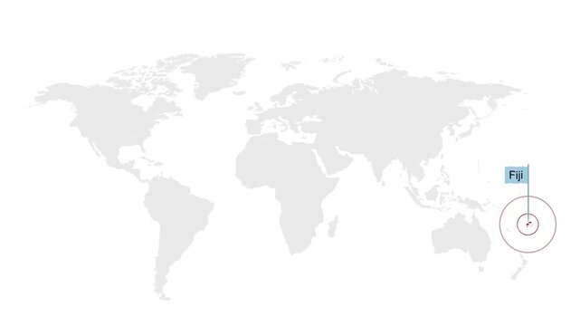 Fiji Location Highlight on Global Map with Zoom Animation