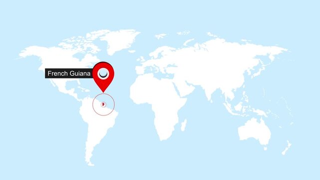 French Map Pin Location Animation Global World Map Concept