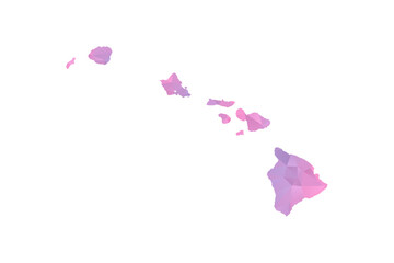 Hawaii Map - Polygon Style Vector Illustration in Pink and Purple Gradient, Low Poly Geometric Design, Isolated on White Background for Infographics and Education. © Whatever