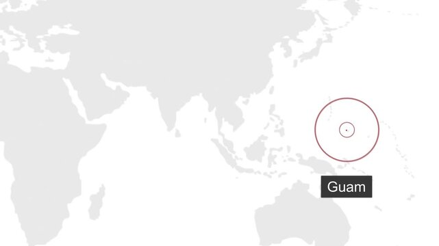 Guam Location on Dark Theme World Map Animation