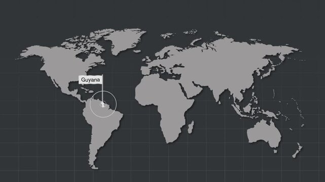 Guyana Map Highlight Zoom Animation Geography Concept