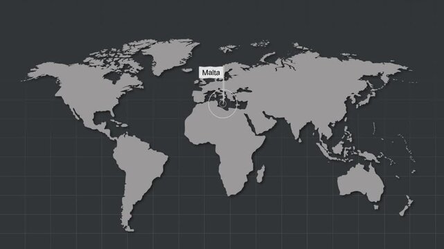 Malta Map Highlight Zoom Animation Geography Concept