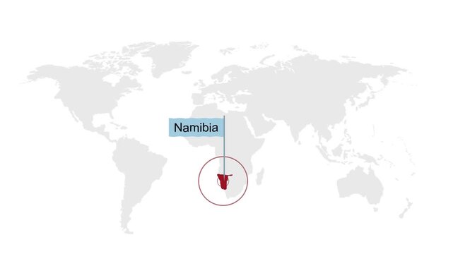 Namibia Location Pin on World Map for Travel Concept