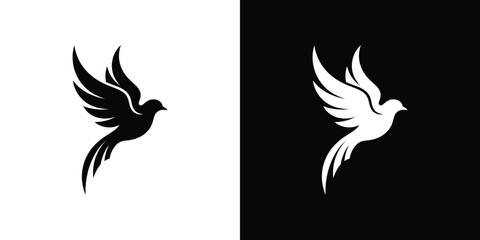 Fototapeta premium Black and white bird silhouettes on contrasting backgrounds 1