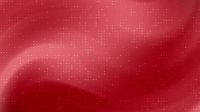 Dynamic red background featuring a digital grid of glowing pixels and fluid motion waves for tech displays
