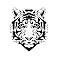 Fototapeta premium Geometric Tiger Head Illustration Black and White.