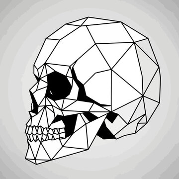 Geometric Skull Illustration Low Poly Art Style.
