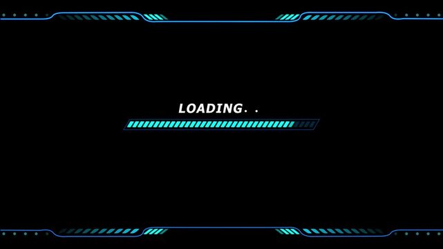 Futuristic cyber technology HUD Elements loading diagram modern design percentage rectangle blue, board, border, box, 4K . graphics around edges for movies, neon animation, Industrial high-tech style.