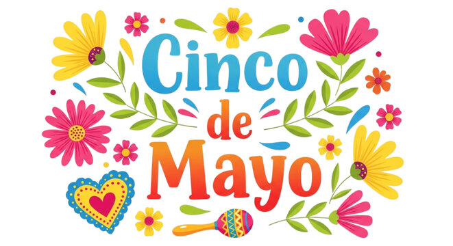 Vibrant Cinco de Mayo Celebration Fiesta Flowers Maracas Festive Holiday Marketing Design
