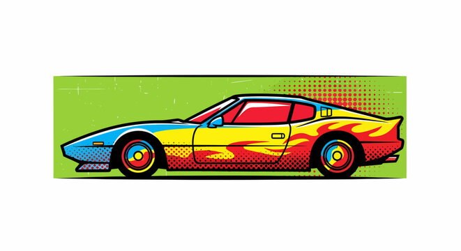 Colorful Sports Car Side View.