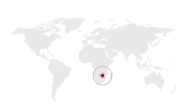 Zimbabwe Location Highlight on Global Map with Zoom Animation