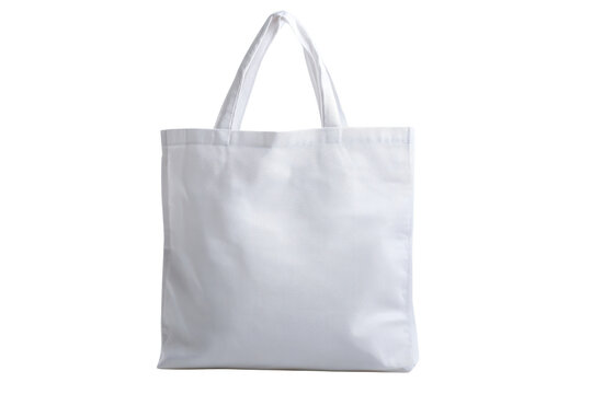 Plain white fabric tote bag with handles isolated on black background canvas, Isolated On Transparent Background, Png Cut Out
