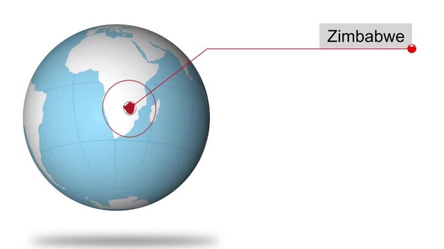 Zimbabwe Map Pin on World Map Animation