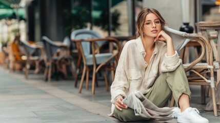 Fototapeta premium Casual Fashionable Woman in Urban Setting