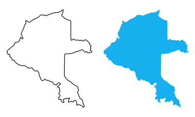 Obraz premium map of Vaupes is a Department of Colombia. Map with detailed outlines and blue silhouettes