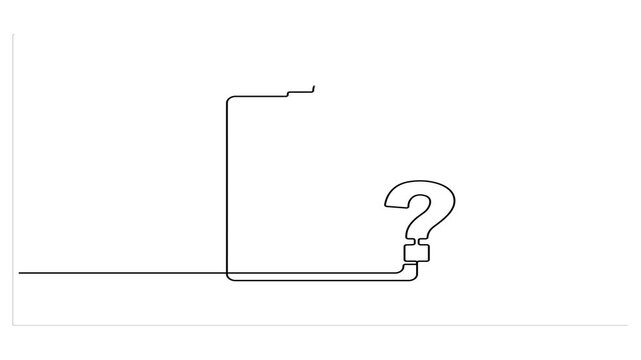 Animated self drawing Continuous one line drawing of Question mark symbol, line art icon, minimalistic design element, simple illustration
