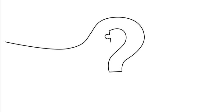 Animated self drawing Continuous one line drawing of Minimalist question mark, continuous line drawing, simple icon, symbol, illustration