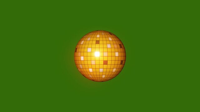 Golden and Rainbow Disco Ball Rotating Seamless Loop vedio, a disco glitter golden ball,glamour and fashion events, jazz, pops, funky and disco party,green background.4k vedio