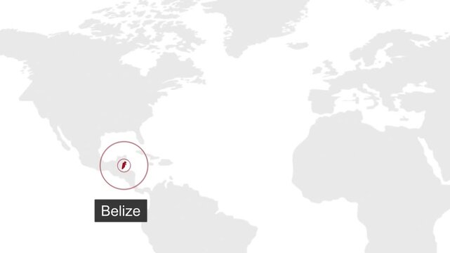 Belize Geographic Location on Minimal World Map Animation