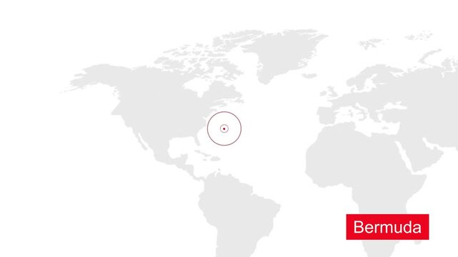 Bermuda Location Highlight on Global Map with Zoom Animation