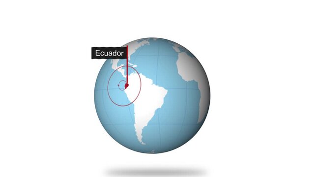 Ecuador Map Pin on World Map Animation