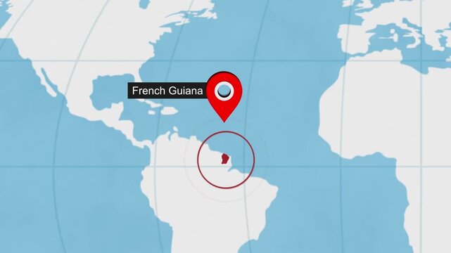 French City Location on World Map Animation Concept