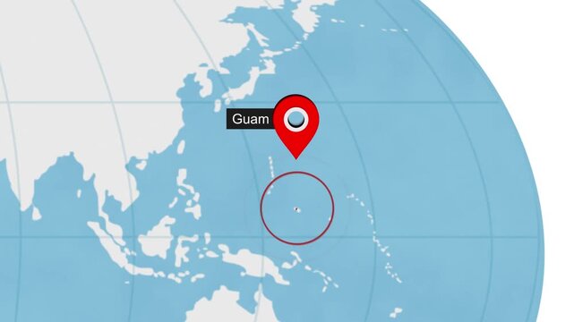 Guam City Location on World Map Animation Concept