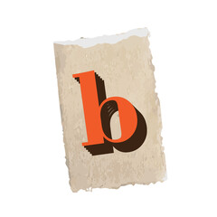 Vintage Retro Magazine Cut Ransom Letter B PNG Transparent Background Isolated Clipart © husnaamaly