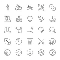 Fototapeta premium Sports Line Icons Pack – 25 Minimalist Vector Symbols