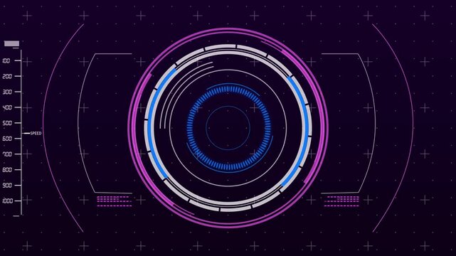 4K Animation rotation HUD interface for cyber futuristic technology alpha matte business, finance, technology, futuristic, internet, data, fiber optic, brainstorm, speed, wireless, web, mobile