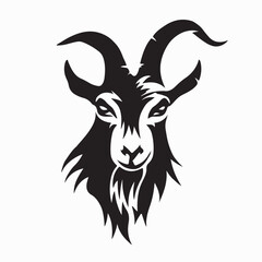 Obraz premium Goat Mascot Logo with Horns and Beard Vector On White Background