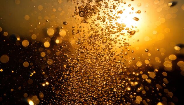Golden Bubbles Ascending - A Captivating Display of Effervescence and Light.