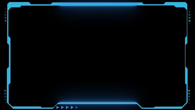 Technology HUD Loop Frame border element. circle interfaces, Futuristic display, Hologram button, rotating circles, frame in cyan color on black background use in movies, games and animation.
