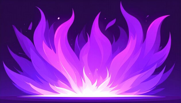Uma flor de l&oacute;tus roxa abstrata e brilhante emana luz m&iacute;stica em um fundo escuro, simbolizando energia e espiritualidade.