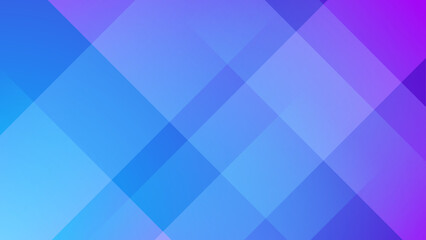 Obraz premium Modern overlapping diagonal squares and diamond shapes in a cool blue and purple gradient transition