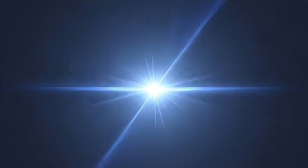 Fototapeta premium Bright Blue Lens Flare Explosion on Dark Background