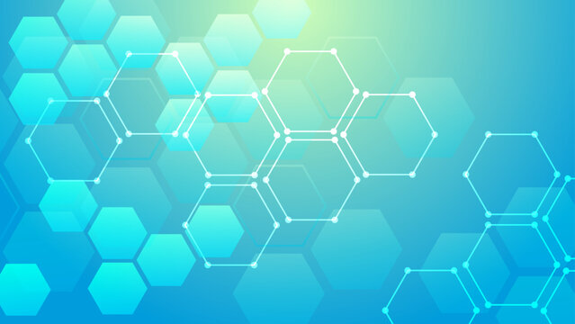 Abstract blue digital background featuring hexagon shapes and network lines for medical and technology science concepts