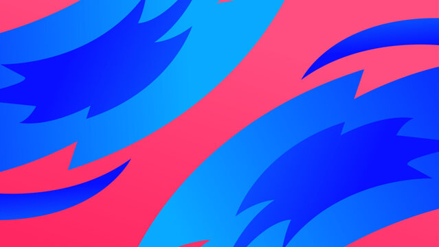 Sharp blue and cobalt jagged shapes striking across a pink background for dynamic contrast