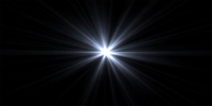 Abstract blue space background with bright blue light burst rays energy flare and galaxy shine illustration