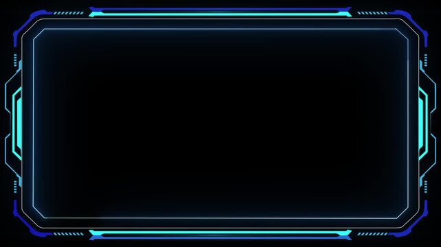 4K 3D Futuristic HUD video cyber frame Digital technology plexus lines background. template. Frame element. viewfinder Interference Hologram VHS Noise. 3D Illustration Video template widescreen aspect