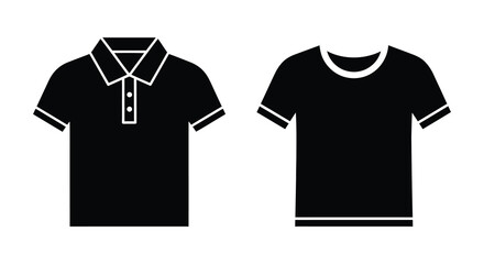 Naklejka premium Two black t shirt designs a polo and a crew neck silhouette