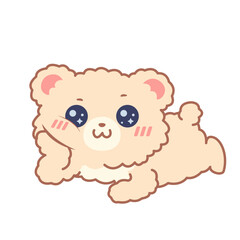 Fototapeta premium Cute Bear Character Relaxing Pose Adorable Kawaii Cartoon Illustration