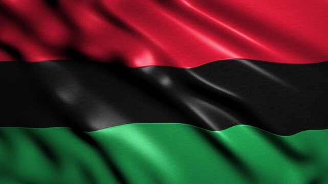 Looping realistic waving flag of UNIA, The Pan-African flag video background