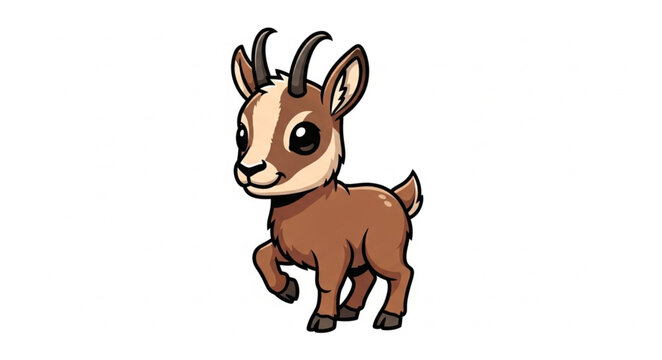 Cute Cartoon Chamois Animal Illustration.
