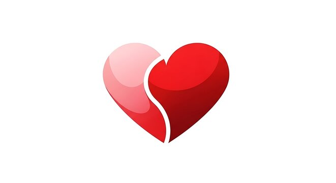 A broken heart illustration shows a cracked red heart symbol on a white background