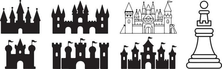 Collection of castle and fortress icons © Icon Stock