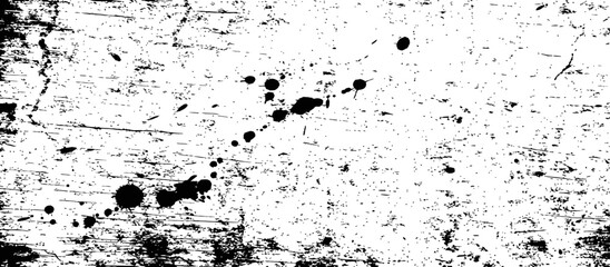 Fototapeta premium Black and White Grunge Texture Background with Ink Splatters and Scratch Marks