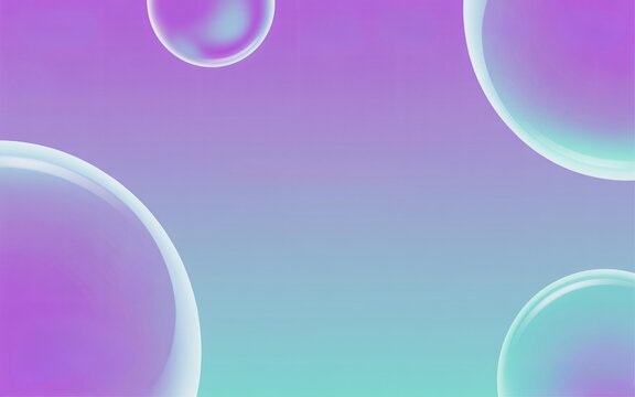 Abstract gradient bubbles background with purple and teal hues color gradient transparent spher