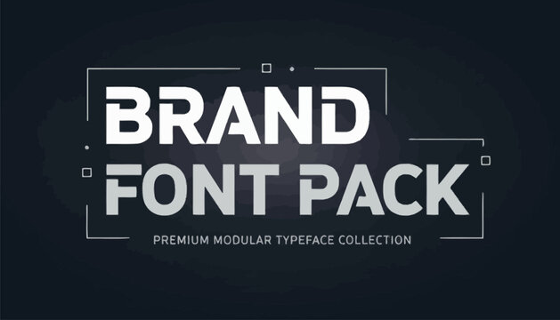 Premium brand font pack with modular typeface collection on dark background